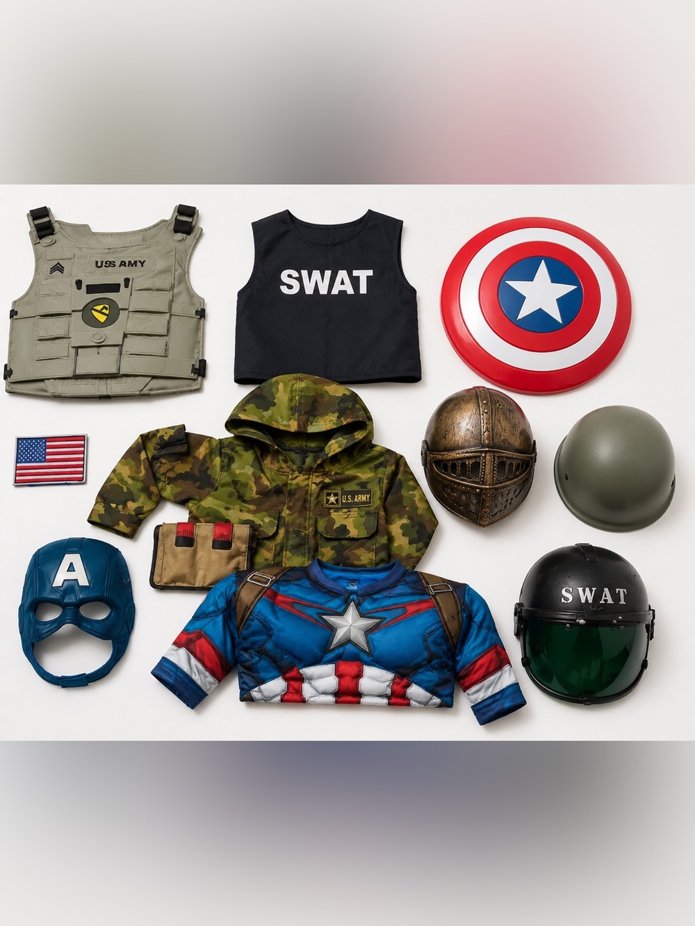 SWAT & Army Kids Costume Set – Black SWAT Vest and Camo Jacket